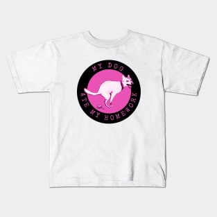 My Dog Ate My Homework Pink Poo Kids T-Shirt